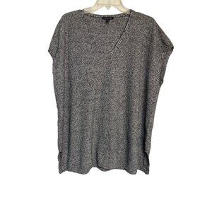 Eileen Fisher‎ Organic Linen & Cotton V-Neck Tunic Top Classic Timeless Gray L